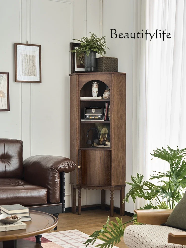 

BX French Retro Solid Wood Corner Cabinet Small Apartment Household Antique Wall Storage Designer Model