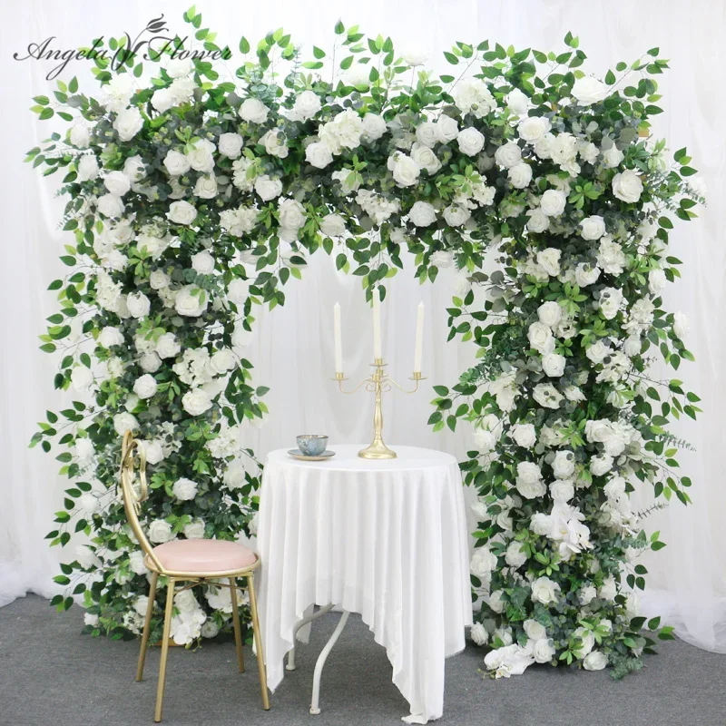 

Rose Grün Banyan Verlässt Blume Anordnung Hochzeit Hintergrund Decor Requisiten Partei Bogen Hängen Floral Bühne Boden Blumen