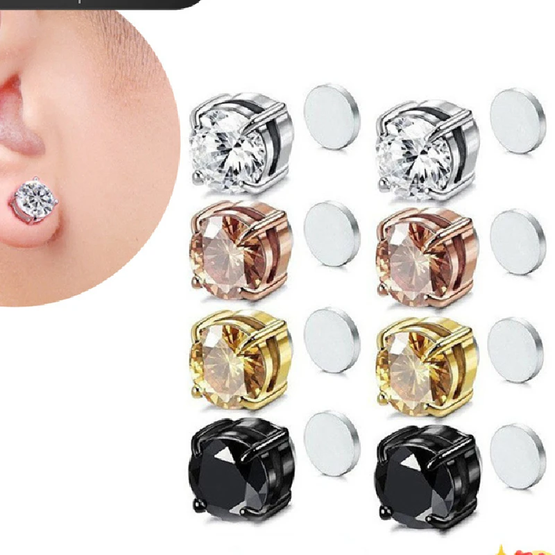 6MM 8MM Stainless Steel Zirconia Ear Clip Ear Cuff No Piercing Earring Ear Cartilage Clip Jewelry Accessory