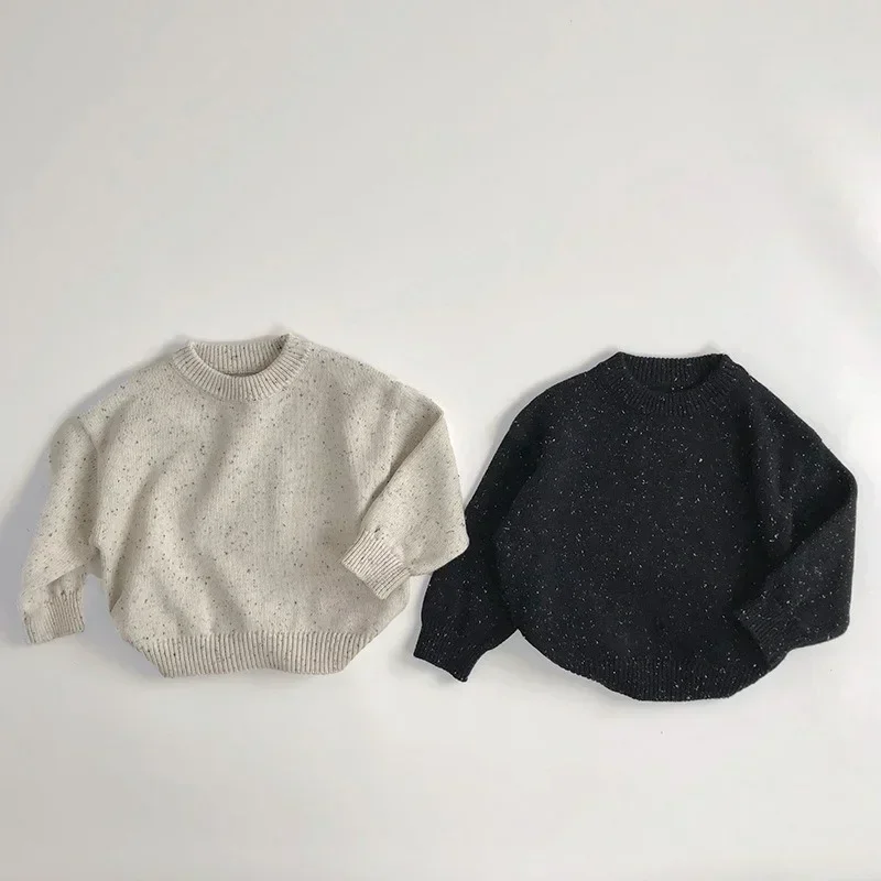 Baby Boy Winter Knitted Sweater Korean Loose Casual Clothes Autumn Children Mix Color Sweater Pullover Baby Thicken Top Clothes