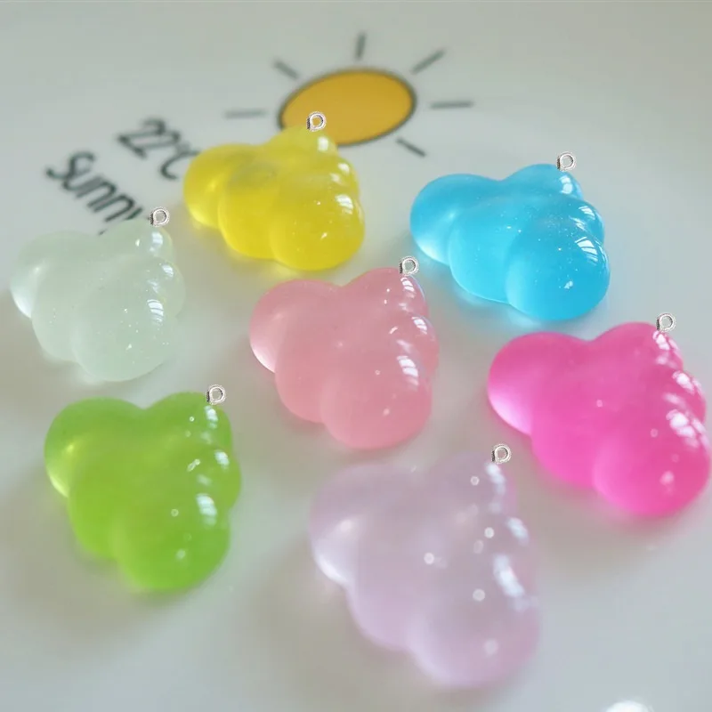 10Pcs Glitter Cloud Resin Luminous Charms Pendants Ring for DIY Earrings Keychain Jewelry Clothes Art Crafts Making Accessories