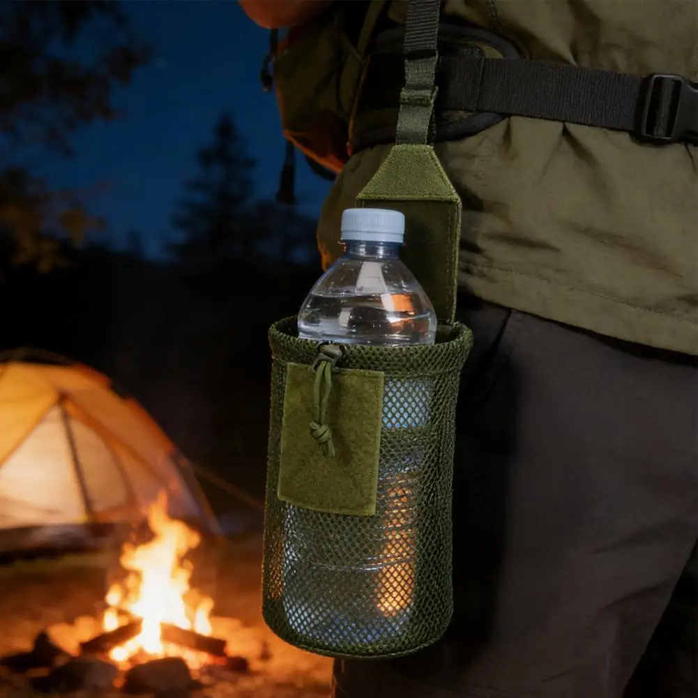 Water Bottle Pouch Portable Lightweight Heavy Duty Fishing Hunting Foldable Water Bottle Holder Mesh Bag