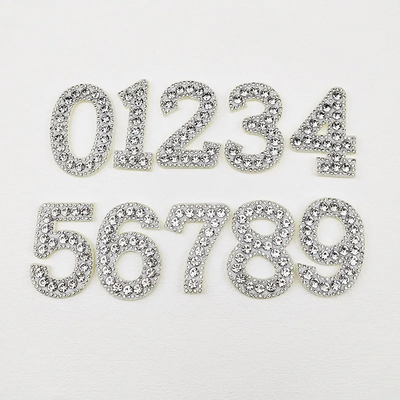 Adesivo in tessuto con numero di perle fatto a mano, toppa con strass, cappello, cappotto, decorazione per scarpe, 0-9 3D