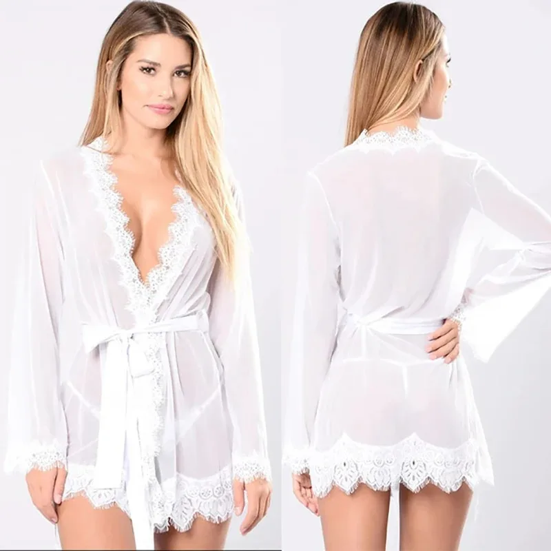 Sexy Lingerie Hot Women Sexy Porno Sleepwear Nightgown Lace Dress Transparent Underwear Babydoll Erotic Costume Lenceria Sexi view 3