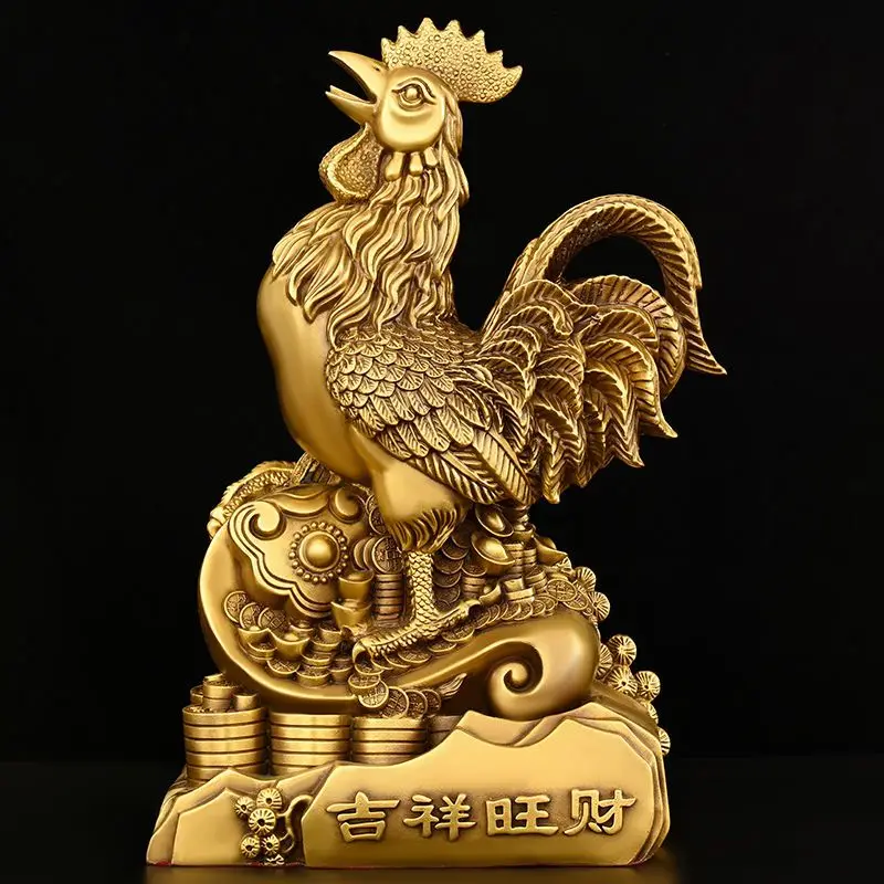 All Copper Chicken Ornaments Lucky Bring Good Fortune Wealth and Prosperity Rooster Home and Office Decoration Mascot