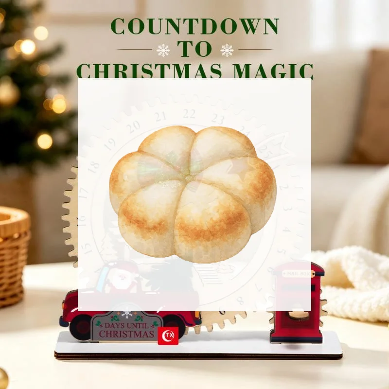 Gear Christmas Countdown Pendant Wooden Santa Claus Truck Arrival Calendar Christmas Desktop Decoration