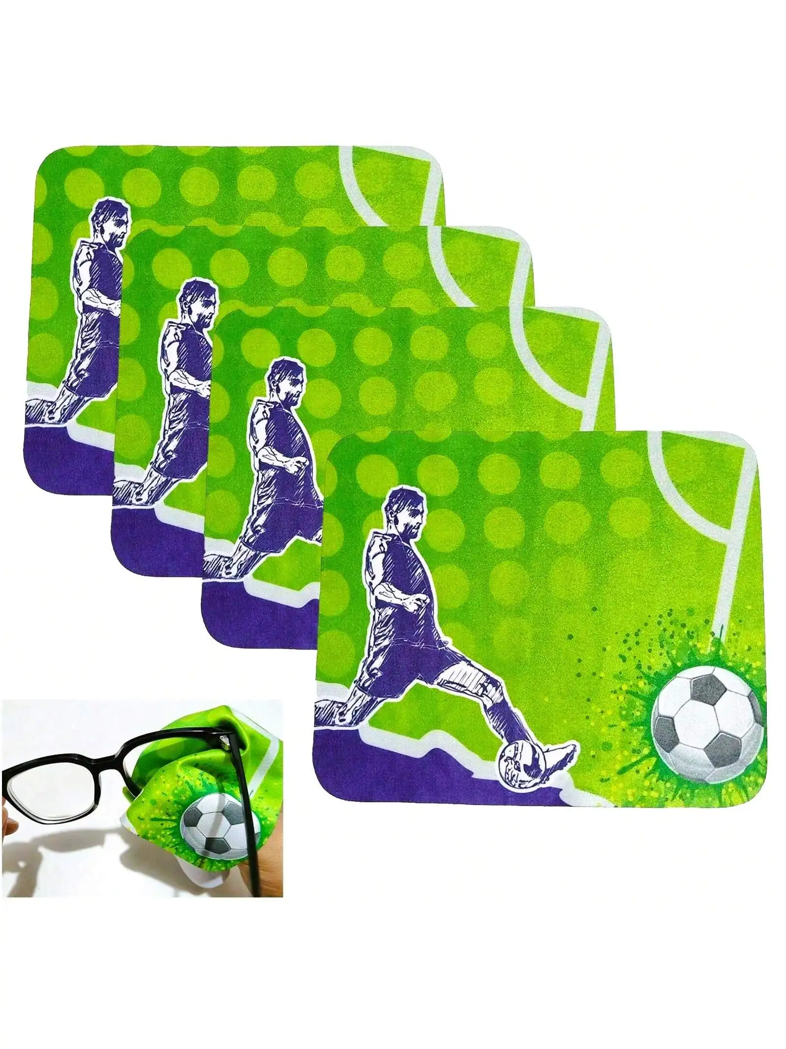 2/4/8 Stück Fußball-Brillenputztücher, Europameisterschafts-Brillenputztücher, Brillenreinigungstücher, Linsenreinigungstücher