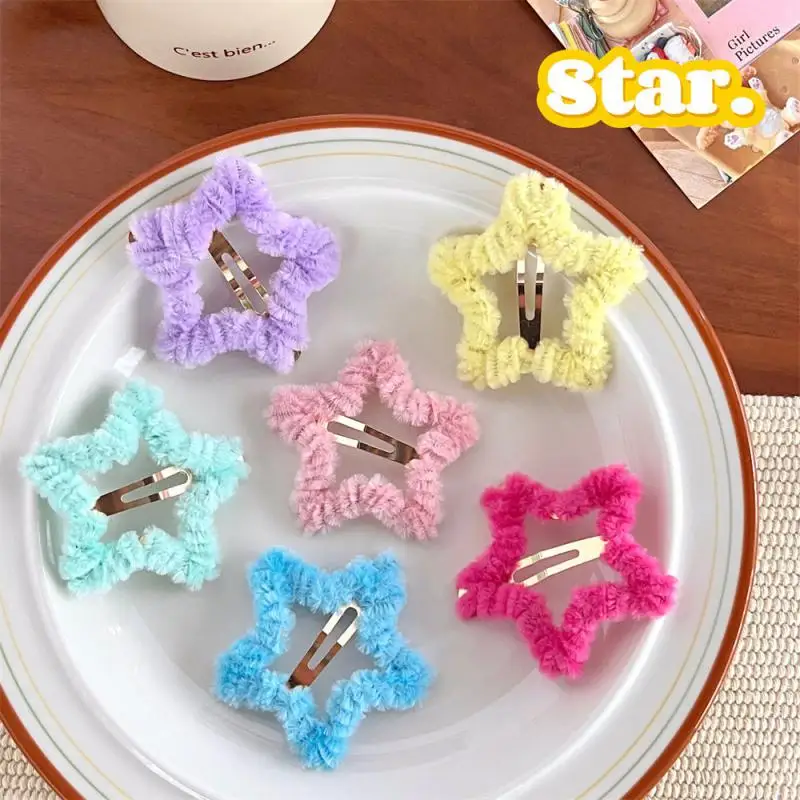 Side Hairpin Hair Accessories BB Clip Color Plush Twist Bar Star Hairpin Girl's All-match Bbb Clip Broken Hair Bangs Clip