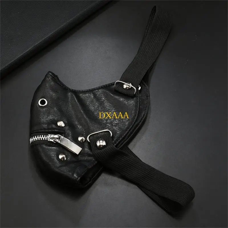 Dxaa rebite spikes máscara couro cosplay máscara motocicleta motociclista meia máscara anti poeira máscara esportiva