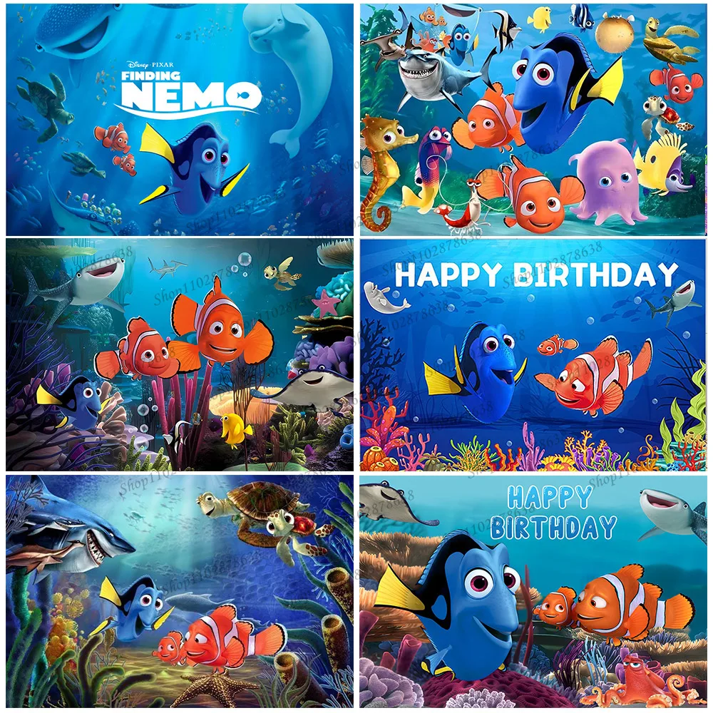 Disney Finding Nemo Movie Birthday Backdrop Boy Kids 3rd Party Background Kawaii Marlin Nemo And Dory Banner Photoctocall Decor