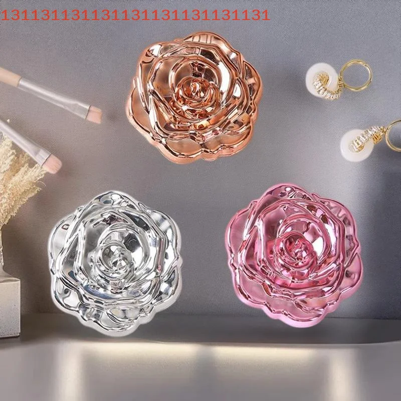 1 mini specchio portatile retrò con fiore di rosa - Strumento di bellezza cosmetica per specchio tascabile compatto a doppia faccia