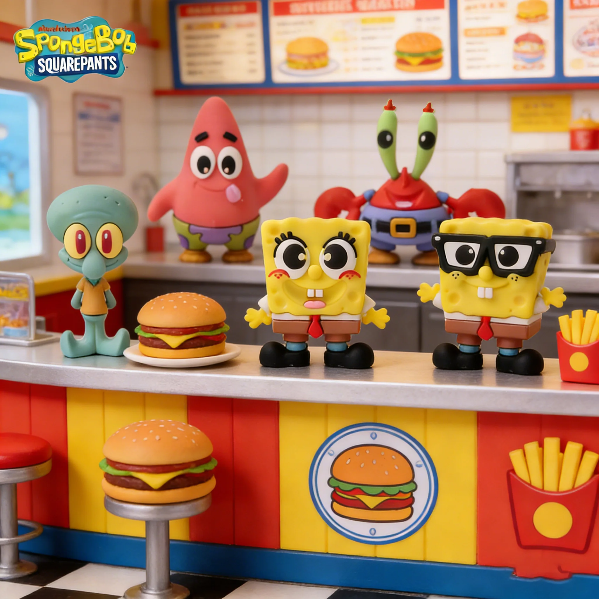 1PC SpongeBob Officially Licensed SquarePants Mystery Box 3D Figurines Random One Cute Collectible Ornament Desk Decor GreatGift