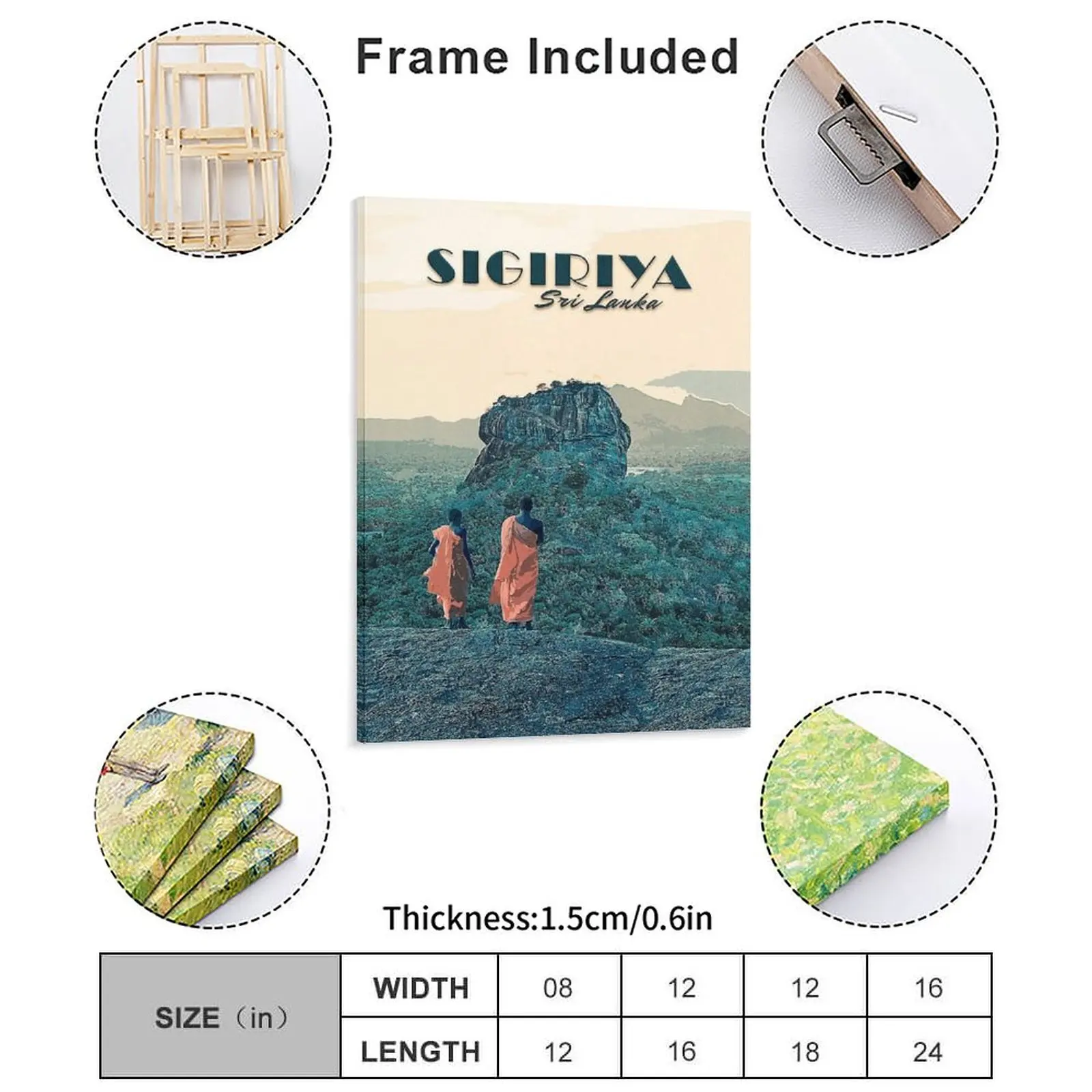 Sigiriya Travel Poster Sri Lanka Lion Rock Canvas Painting Create Create Wall Cave Printed Designing Framed Wall Painting