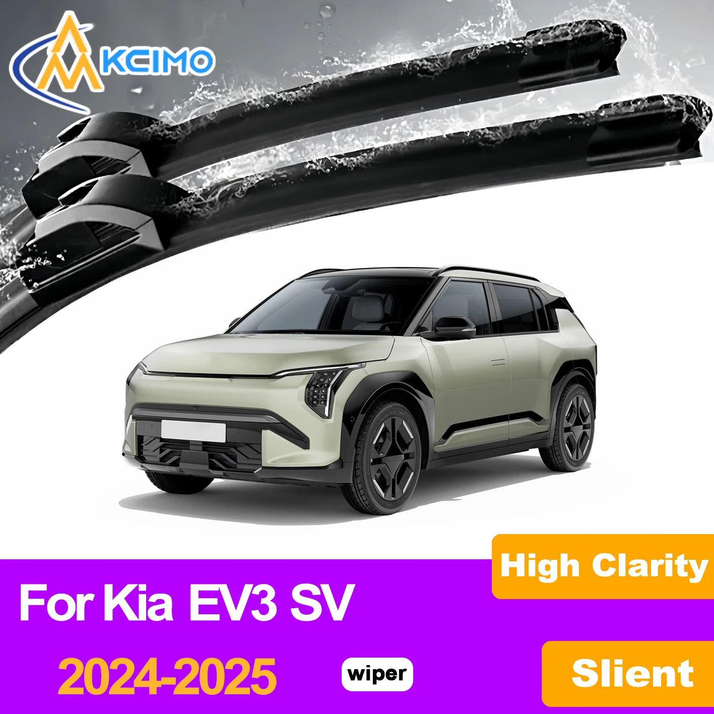 

KCIMO 2PCS Front Windshield Wiper Blades For Kia EV3 SV 2024-2025, All Weather Performance Aerodynamic Design Reduced Wind Noise