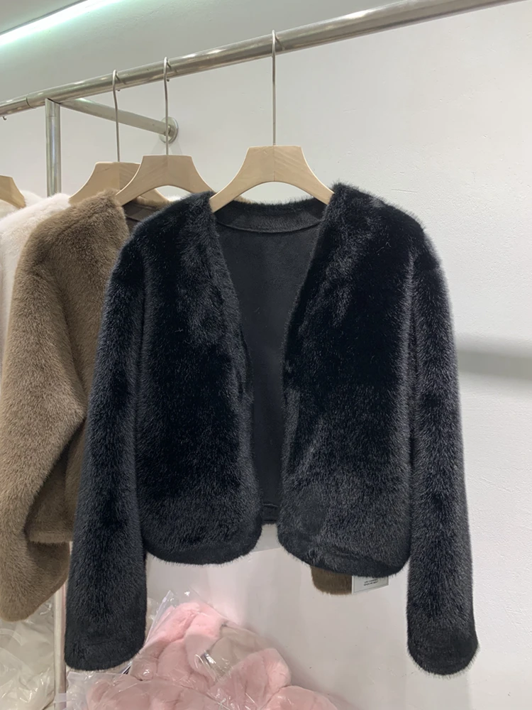 [EWQ] Faux Sheepskin Coat Women Winter Tops Elegant Beautiful Loose Jacket Brown Coats Beautiful Ladies Outwear 2024 Autumn New