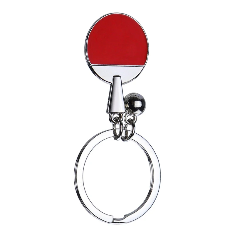 1Pc Creative Keychain Fashion Pool Silver Key Ring Ball Jewelry Gift Cute Sports Keychain Pendant Ball Sports PingPong Racket