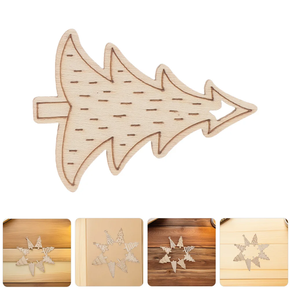 

50Pcs Rustic Wooden Tree Cutouts Unfinished Wood Slices for Holiday Decor DIY Christmas Ornaments Handmade Craft Hanging