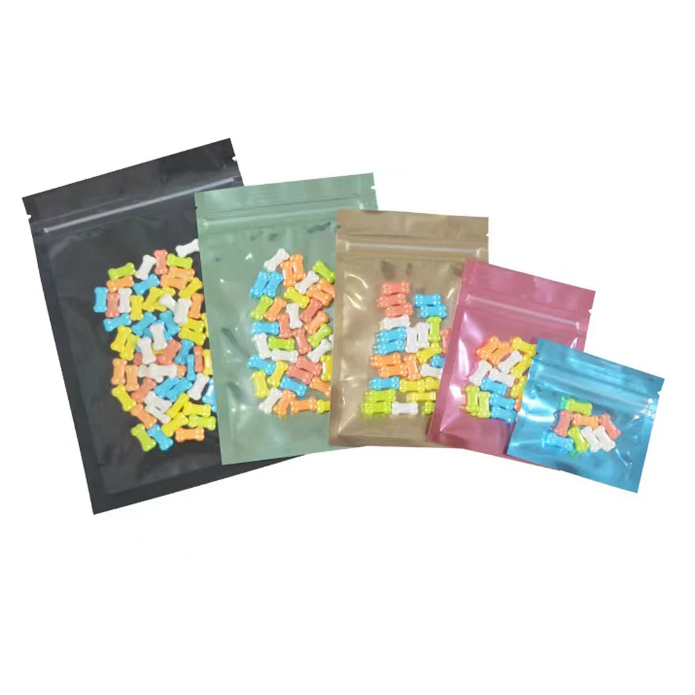 

1000Pcs Zip Lock Tear Nocth Self Grip Seal Storage Pouches Colorful Mylar Foil Clear Plastic Bag for Candy Cookies Coffee Tea