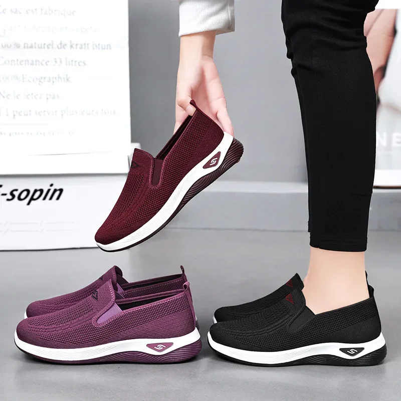 Mocassins plats de sport pour femmes, chaussures grill, grande taille, marche, haute qualité, printemps, nouveau, 2024