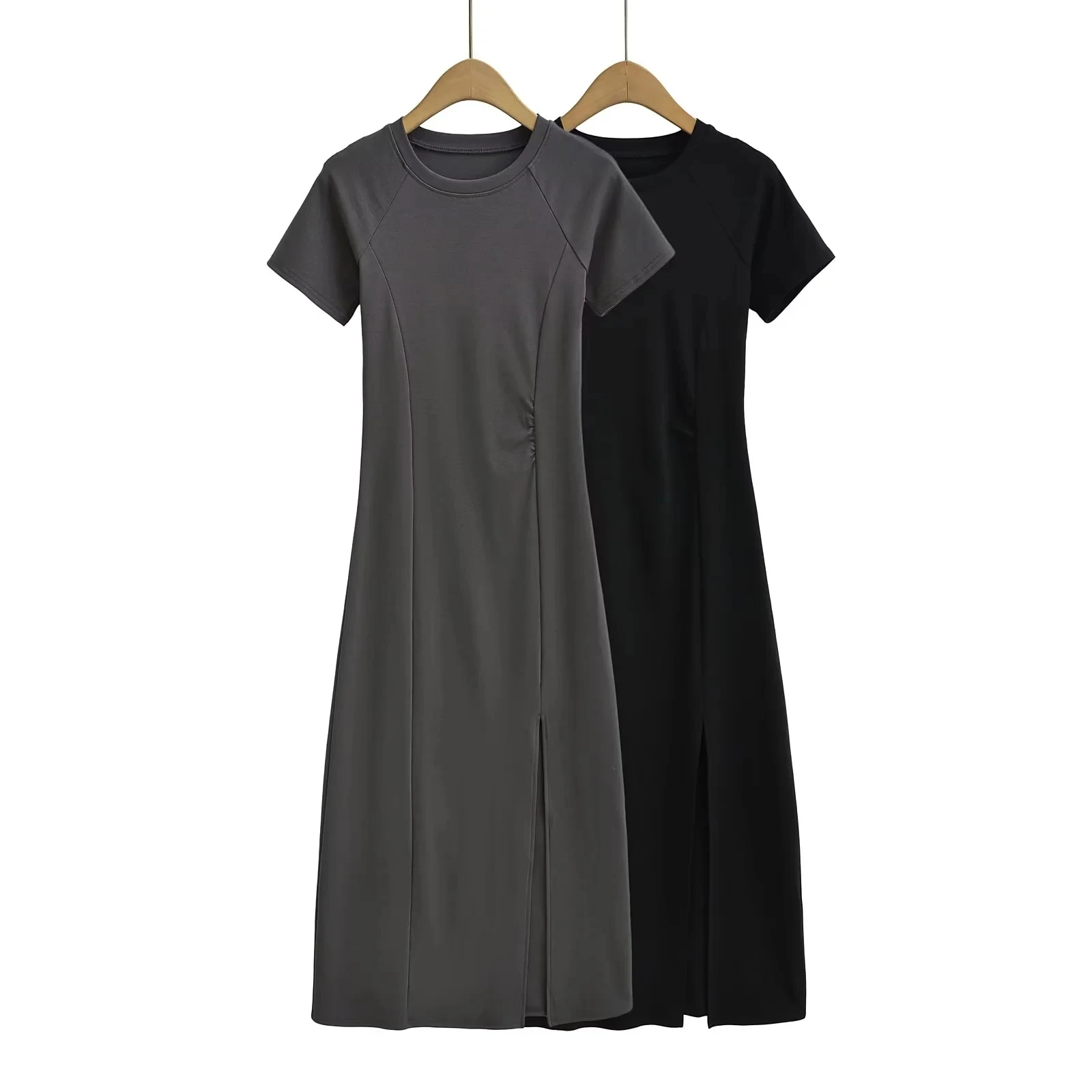 

Summer New Sle Sexy Girl Simple ort Sve Slim Fit Bodycon Dr Dr Retro Split Long Skirt Women's Faion Dr