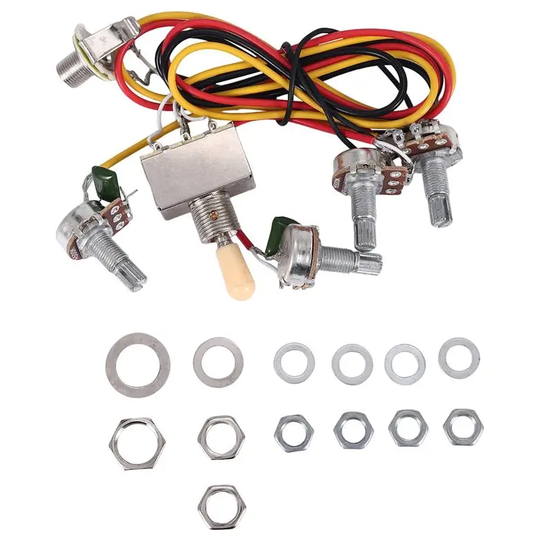 NALFI-Guitar Wiring Harness Prewired 2 Volumes 2 Tones 4-500K Pots For LP Guitar