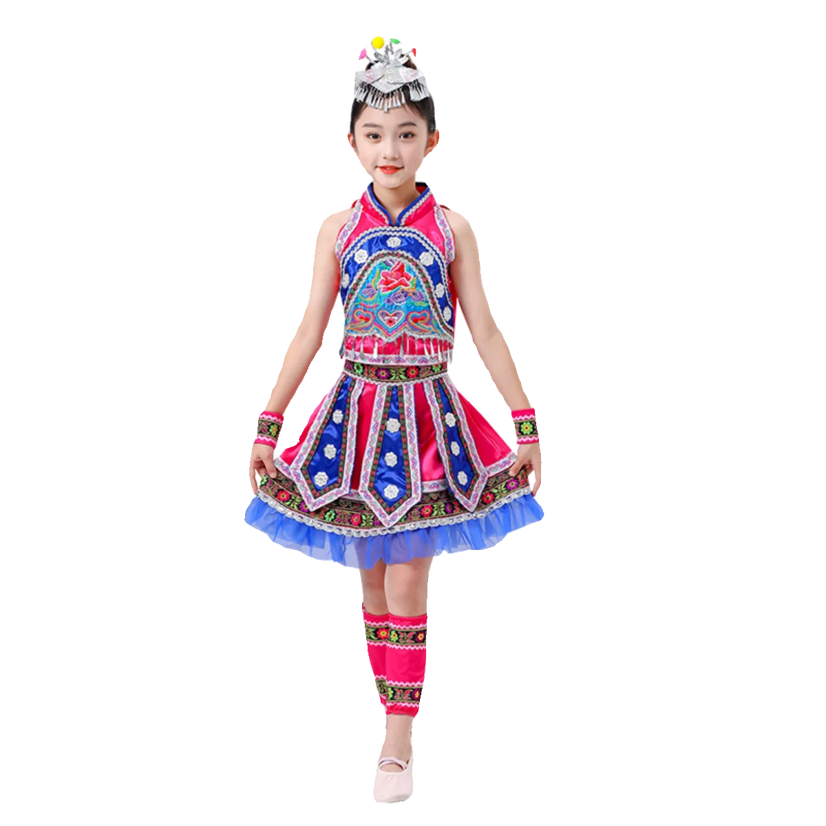 먀오족, 이족, 쑤앙족, 동족, 투지아족, 야오족 춤을 위한 어린이 민족 의상(여아용)