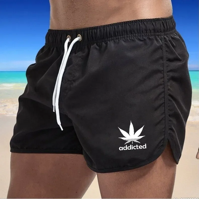 Men's stylish sports shorts Pull string pocket beach pants Summer 2025 breathable surf stretch waist swimming shorts