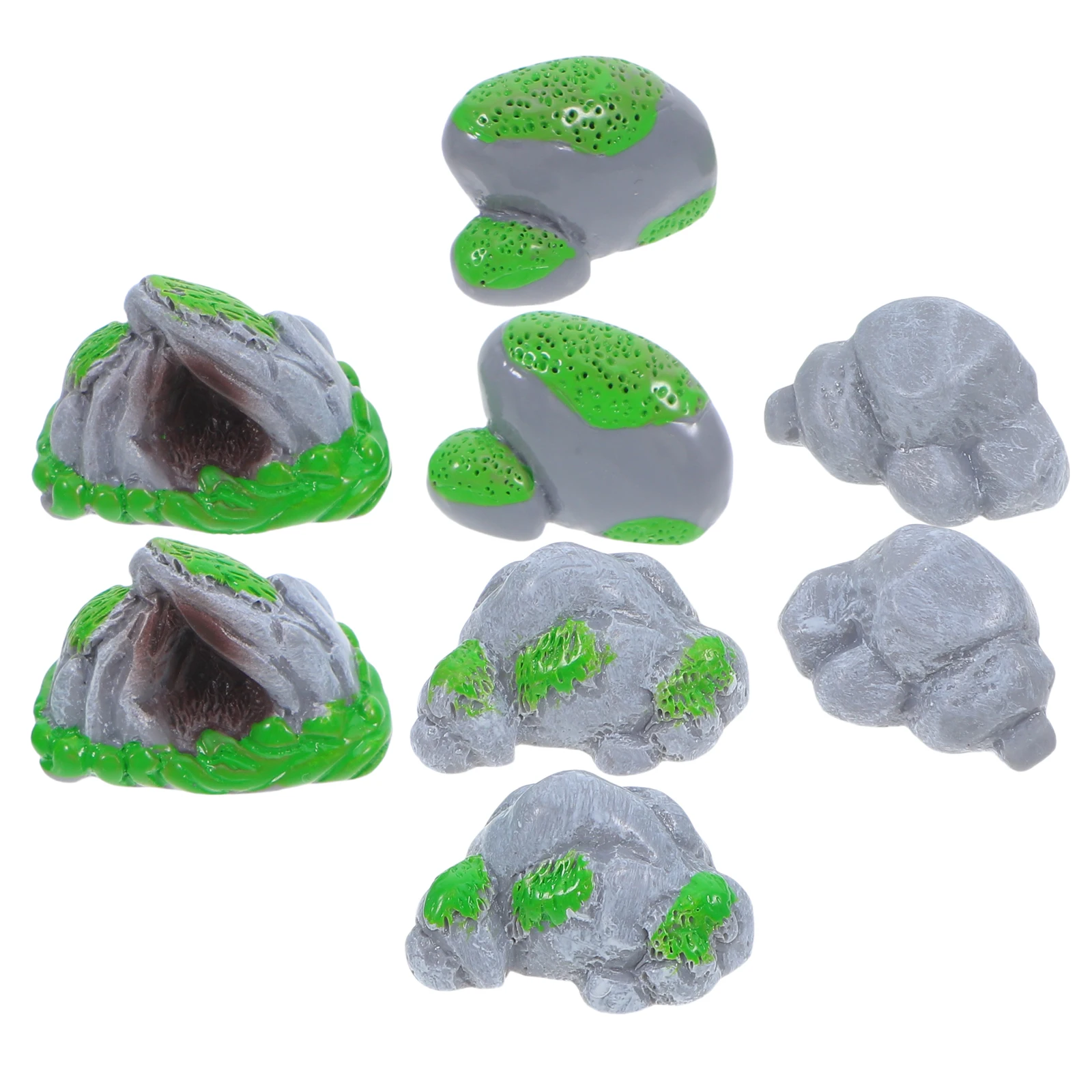 

8pcs Landscape Artificial Stone Decorative Rocks Resin Garden Gardening Resin Ornaments Ornaments Moss Gardening