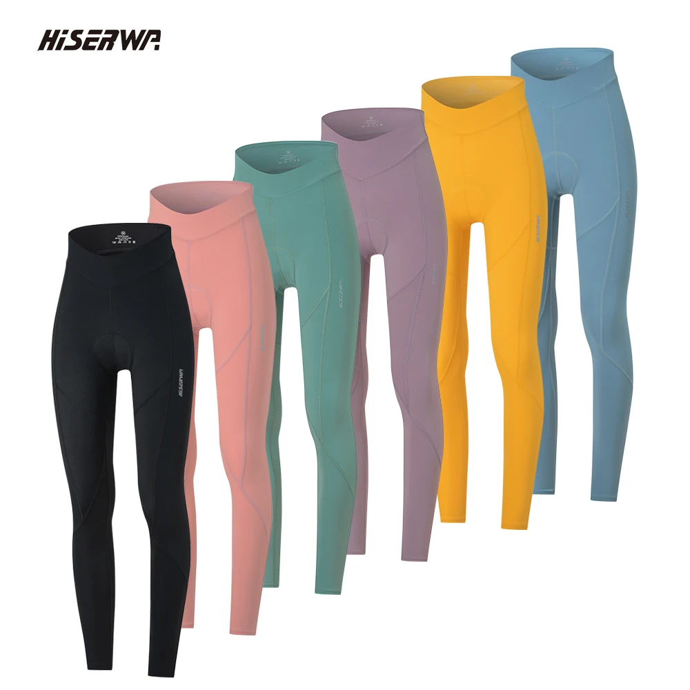 HISERWA Women's Cycling Pant 7 Hour Ride 3D Pad Cycling Long Pants High Quality MTB Road Bike Tights Breathable Bicycle Trousers