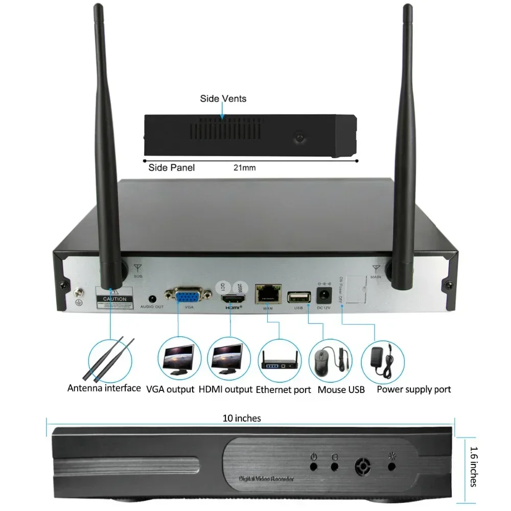 8CH 무선 CCTV 시스템 1536P NVR Wifi 야외 3MP AI IP 카메라 보안 시스템 비디오 감시 LCD