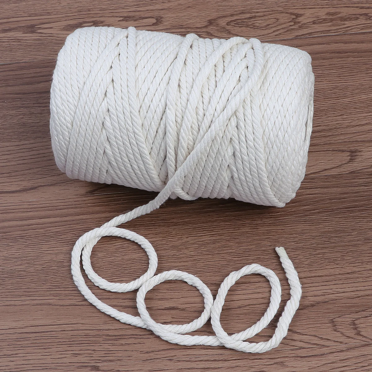 

100M 6Mm Natural Unbleached Twisted Cord For Macrame Diy Craft Stringing Braiding Cord Cotton String Natural Cotton Rope Twisted