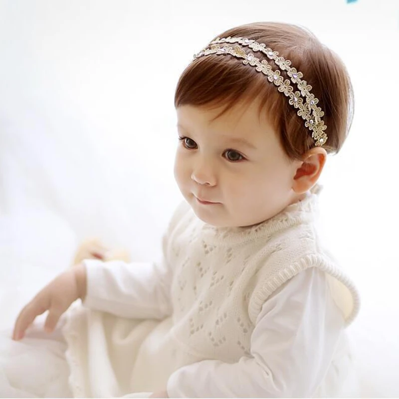 Baby Girls Headbands Party Newborns Photography Props Korean Princess Crown Flower Elastic Hair Bands for Children Accessories