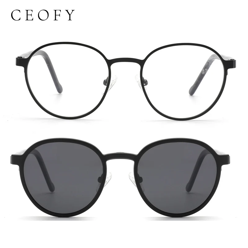 

Ceofy 2024 New Men Women Metal Round Glasses Frame Fashion Optical Retro Polarized Magnetic Sunglasses Prescription Eyeglasses