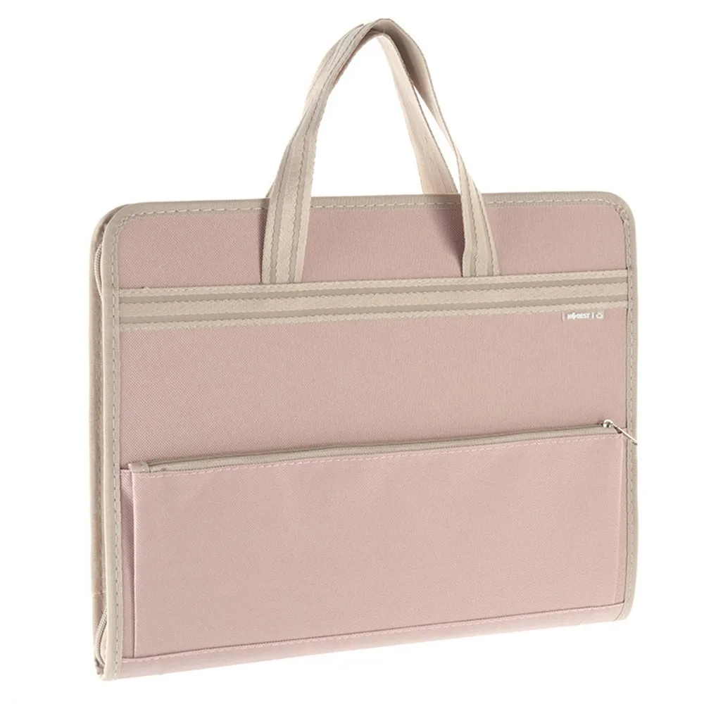 

13 Pocket Canvas Accordion Document Bag Large Capacity Vertical A4 Expanding File Organizer with Handle Portable