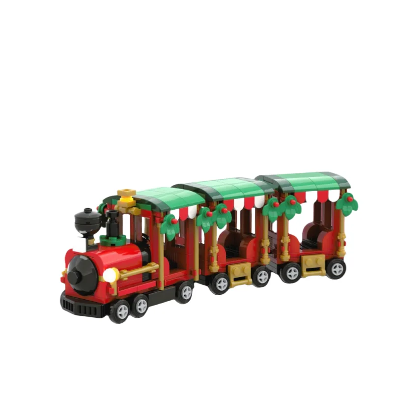 Moc bloco de construção brinquedos trem criativo de natal, bebidas quentes, suporte de comida, modelos de estúdio e pequenos blocos de construção conjuntos de presente de brinquedo