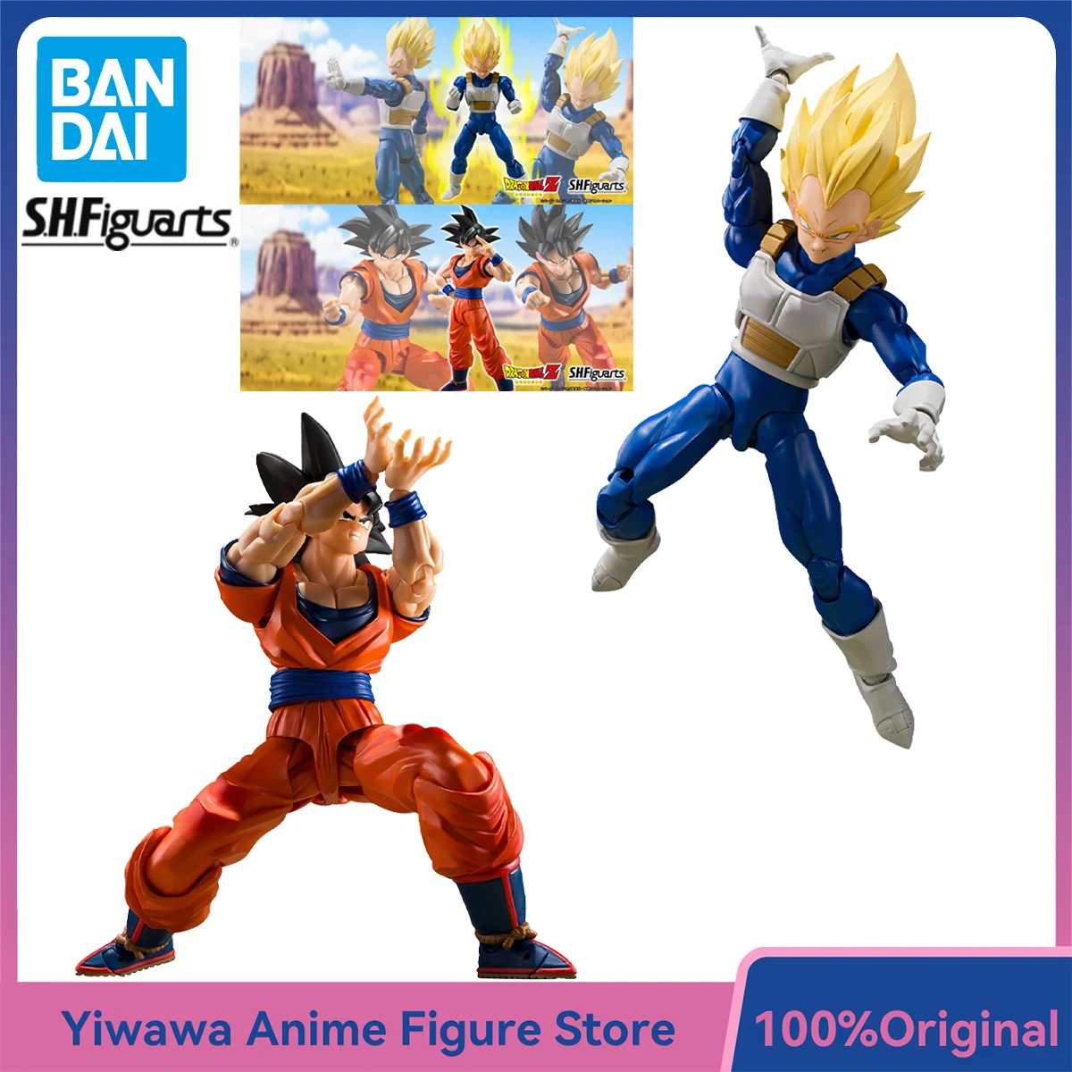 

Bandai S.H.Figuarts Dragon Ball Z Son Goku (Kind-Hearted Saiyan) Vegeta (Dangerous Pride) Action Anime Figures Collectible Toys