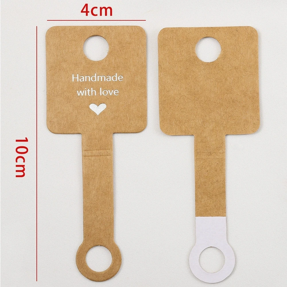 50pcs 4x10cm Self Adhesive Kraft Paper Card Bracelet Necklace Jewelry Hanging Holder for Small Business Retail Display Packaging