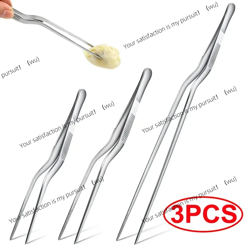 3/1Pcs Kitchen Tweezer Utensil BBQ Tweezer Food Clip Kitchen Bar Chief Tong Stainless Steel Portable for Picnic Barbecue Cooking