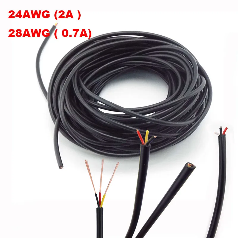 Conector de cabo de cobre com 3 núcleos, condutor de cabo de alimentação elétrico macio para extensão de luz de tira led diy 24awg 28awg f1