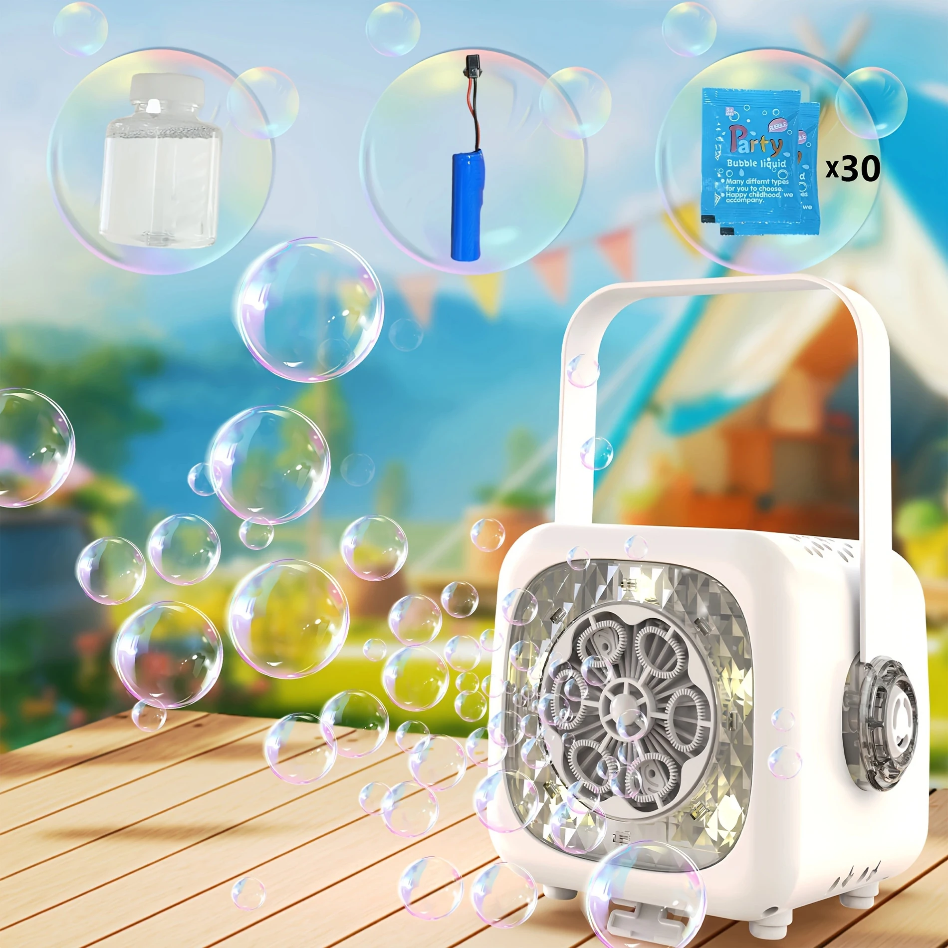 

Bubble Machine Durable Automatic Bubble Blower 18000+ Big Bubbles Per Minute Bubbles For Kids Toddlers With LED Lights Rechargea