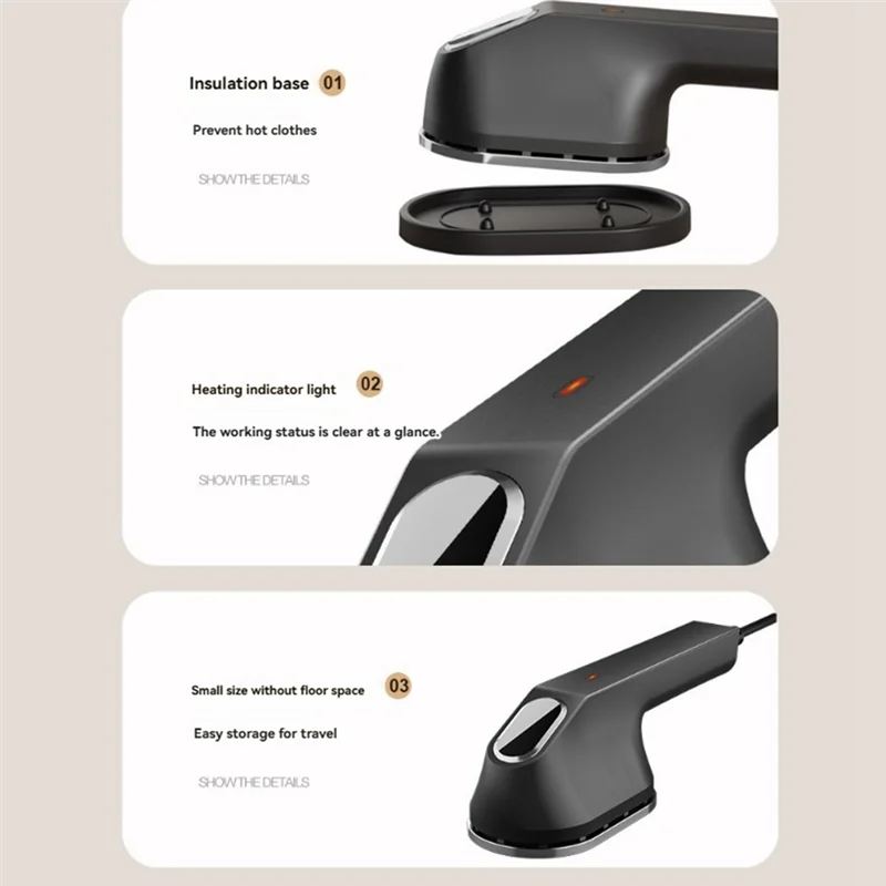 A76G-Garment Steamer Portable Steam Iron For Clothes   Handheld Mini Vertical Ironing For Home Travel Wet Dry Ironing  US Plug-B