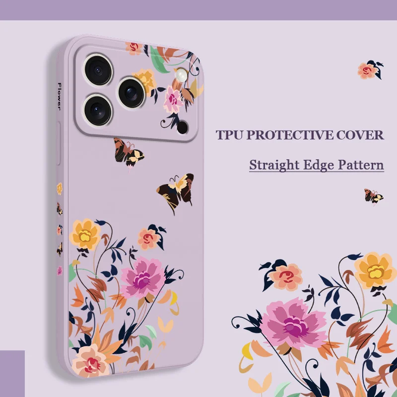 

Silent Flower Phone Case For iPhone 17 Air 16 16e 15 14 13 Pro Max Plus Mini Liquid Silicone Soft Cover