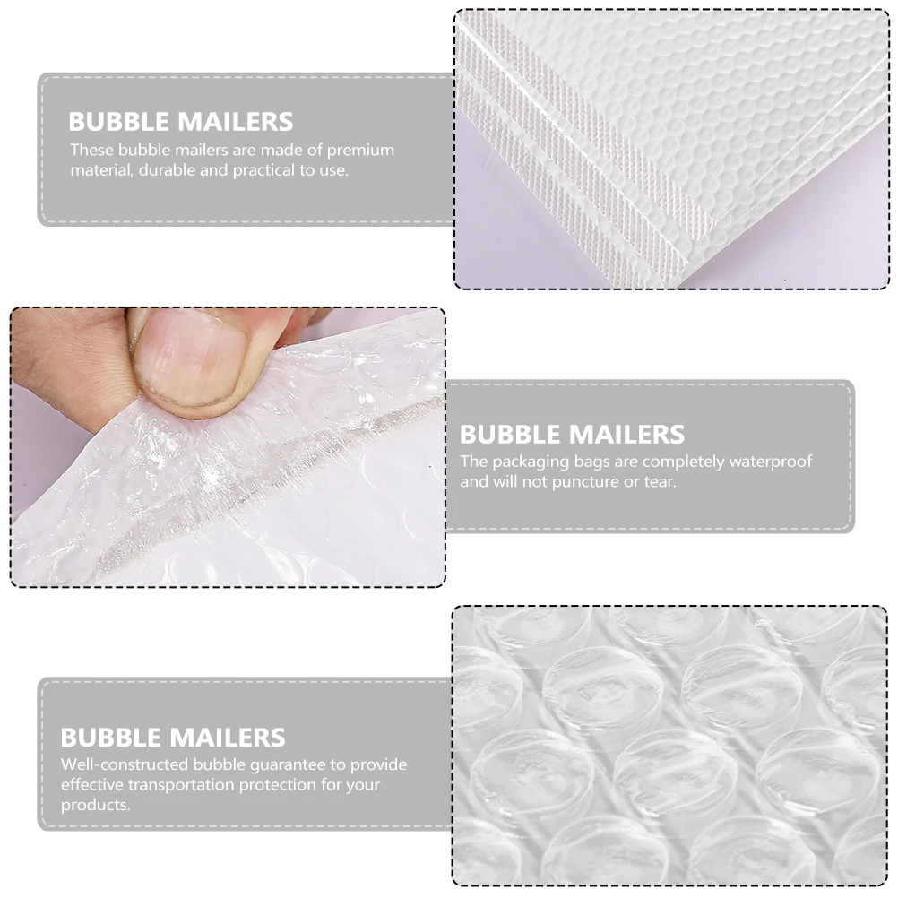 

Bubble Mailers Padded Envelopes Waterproof Self Seal White Craft Bags for Jewelry Clothes