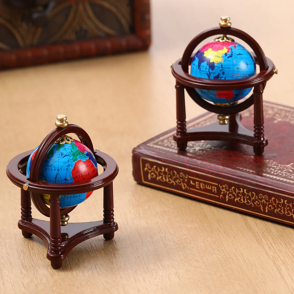 Mini Triangle Globe Model Miniature World Globe Study Room Living Room Scene Accessory Decoration Prop Desktop Ornament Model