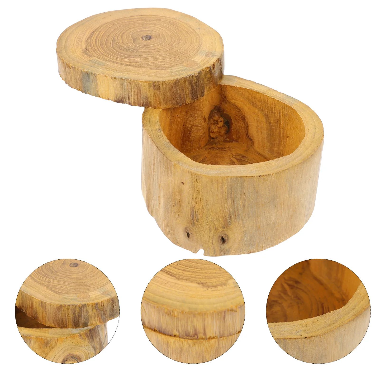 

1pc Wooden Jewelry Box Solid Wood Storage Container Round Organizer Earring Holder Retro Style Bracelet Box Home Decor Storage