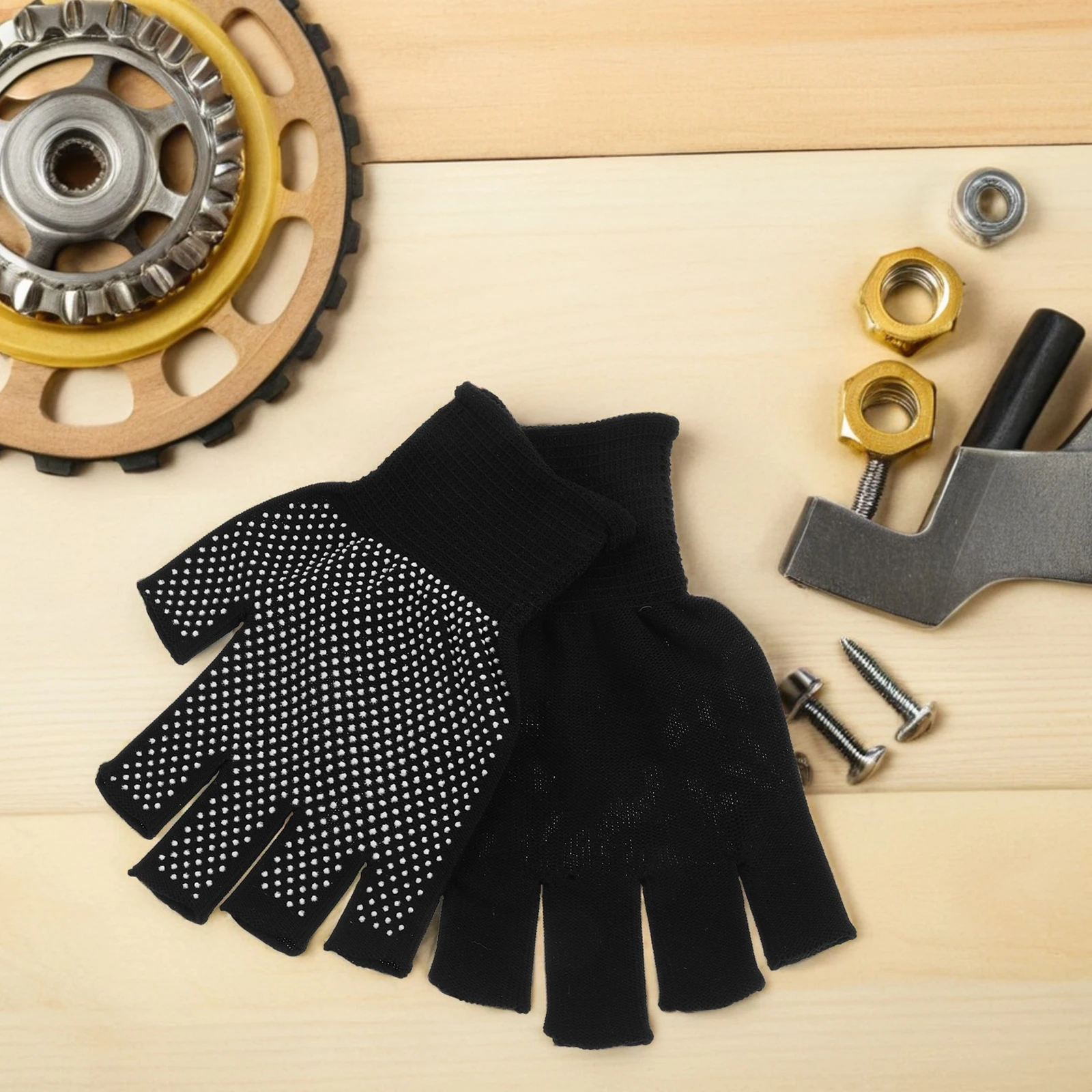 

5Pairs Half Finger Work Gloves Lightweight Non-Slip Grip for Motorcycle Cycling Driving Touchscreen Compatible