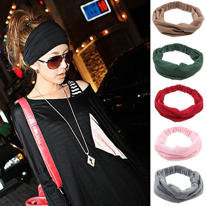 

New Turban Headband for Women Elastic Sport Hairbands Solid Head Band Yoga Headbands Headwear Headwrap Girls Hair Accessories XM