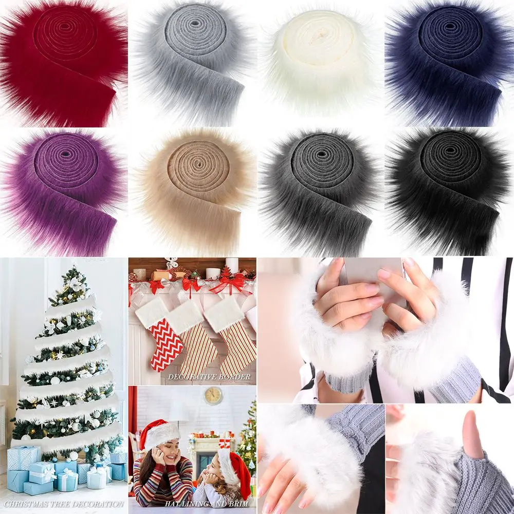 

Apparel Sewing Soft Winter Costume Trimming Plush Fur Stripe Long Plush Fur Fabric Trim Fabric Roll Faux Fur Ribbon Tapes