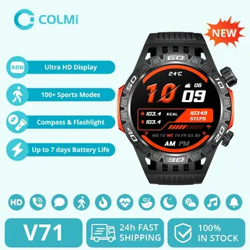 COLMI V71 1.46&#x27;&#x27; HD Screen Smart Watch Men Compass Flashlight 100 Sports Modes Military Grade Toughness SOS Outdoor Smartwatch