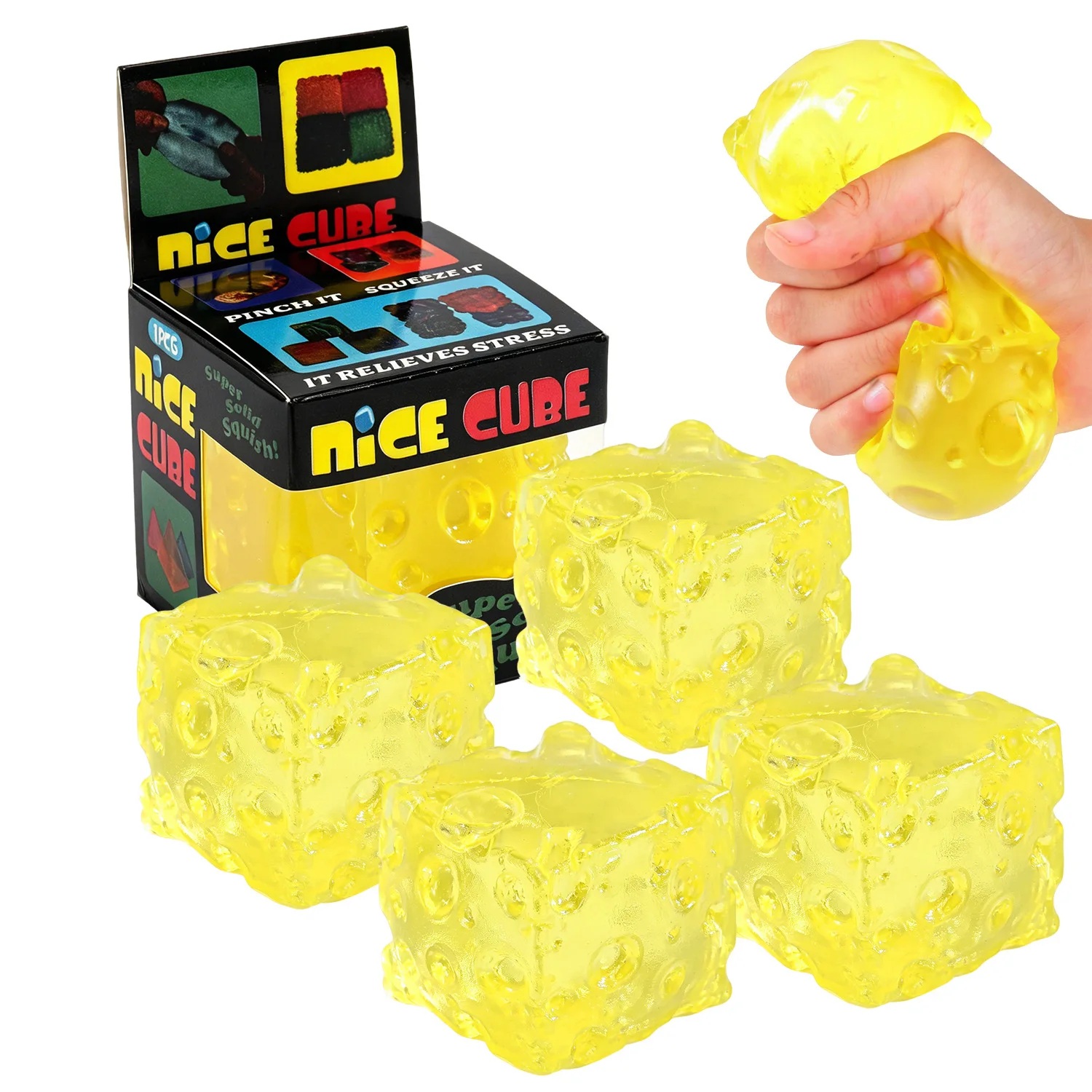 Squishy Maltose yellow cheese Cube Stress Balls Stress Balls for Adults Anxiety Relief Funny Stress Calming Toys